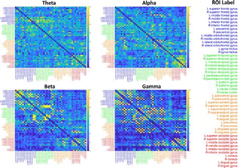 Adjacency Matrices Of Functional Connectivity In Four Different