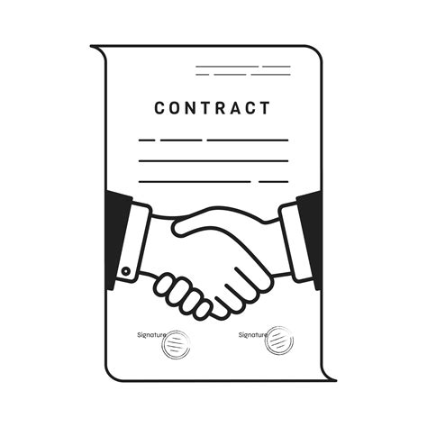 Contract icon symbol. Paper Document and Handshake. Flat vector