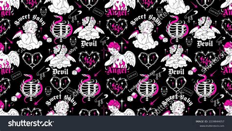 Y K Pink Gothic Wallpaper Devil Angel Stock Vector Royalty Free