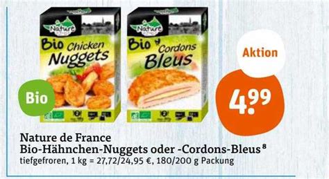 Nature De France Bio hähnchen nuggets Oder cordons bleus Angebot bei Tegut