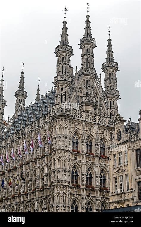 Gothic Town Hall On The Grote Markt In Leuven Flemish Brabant Belgium