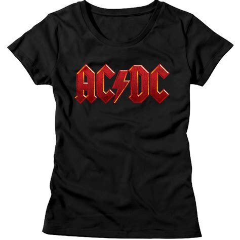 Ac Dc Shirt Juniors Red Band Logo Black T Shirt Ac Dc Distress Red