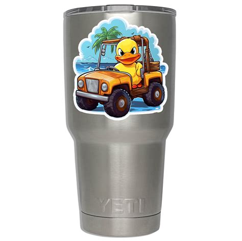 Angry Rubber Duck Driving on the Beach Vinyl Sticker| Jeep Stickers