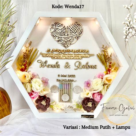 Jual Wenda Mahar Pernikahan Bingkai Mahar Rustic Dried Flower