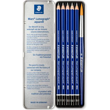 STAEDTLER Bleistift Mars Lumograph Aquarell 6er Metalletui 100A G6 Bei