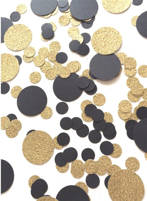 Black & Gold Confetti Circle Confetti Bridal Shower | Etsy