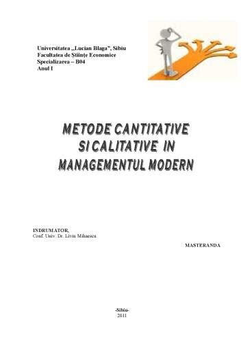 Metode Cantitative și Calitative în Managementul Modern Proiect DOC