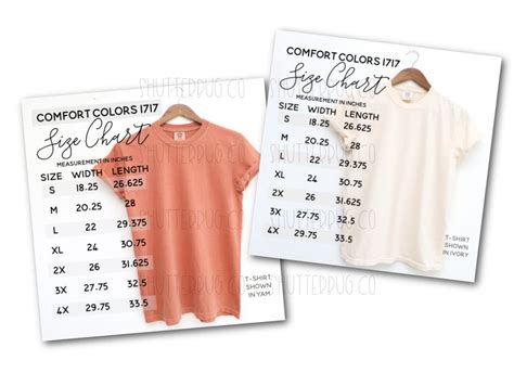 Comfort Colors Sizing Charts Graphic By Kkbedard · Creative Fabrica