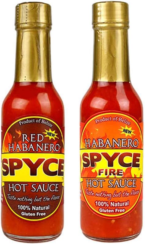 Spyce Hot Sauce 2 Pack Combo Red Habanero 5 Oz And Fire Habanero 5 Oz Bottles