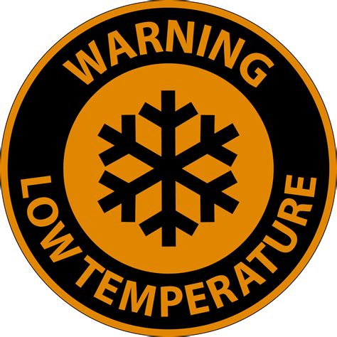 Warning Low Temperature Symbol And Text Safety Sign 23094000 Vector