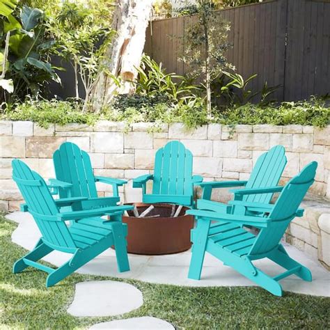 Lue Bona Recycled Aruba Blue Hdps Folding Plastic Adirondack Chair