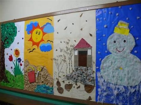 Four Seasons Bulletin Board Idea Boletim Escolar Atividades De