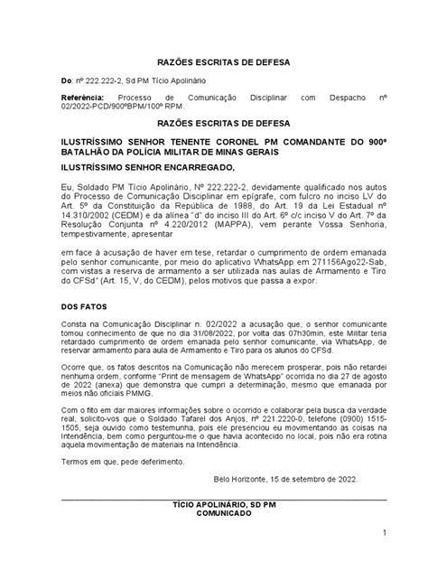 Exemplo De Defesa Escrita - 4-As Razões Escrita de Defesa-Pronto | PDF | Governo