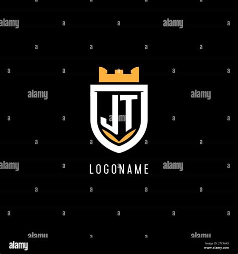 Initial Jt Logo With Shield Esport Gaming Logo Monogram Style Vector