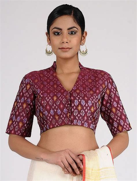 Pink Handloom Silk Cotton Ikat Blouse Blouse Patterns Blouse Designs