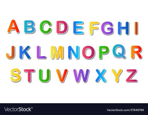 English Alphabet Multicolored Royalty Free Vector Image