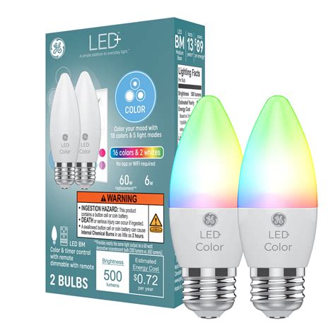 GE LED+ Color Changing LED Light Bulbs, 60 Watt, Decorative Bulbs ...