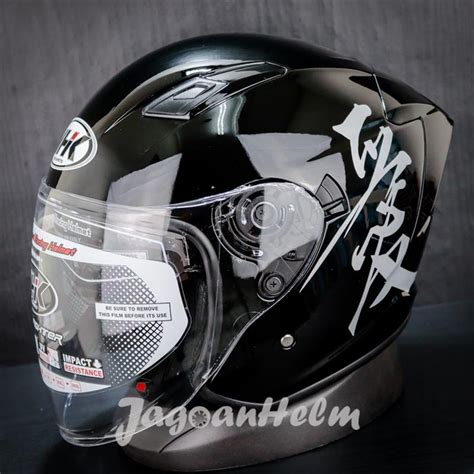 Jual Nhk Helm R Max Kanji Black Silver Double Visor Shopee