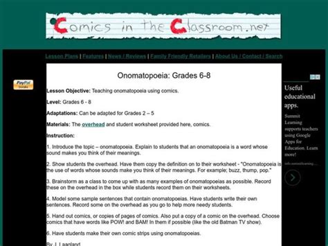 Onomatopoeia Lesson Plan For 6th 8th Grade Lesson Planet