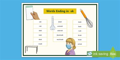 Words Ending In Sk Word Mat Hecho Por Educadores Twinkl