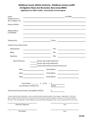 Fillable Online Middlesex County Landfill MCUASolid Waste Management