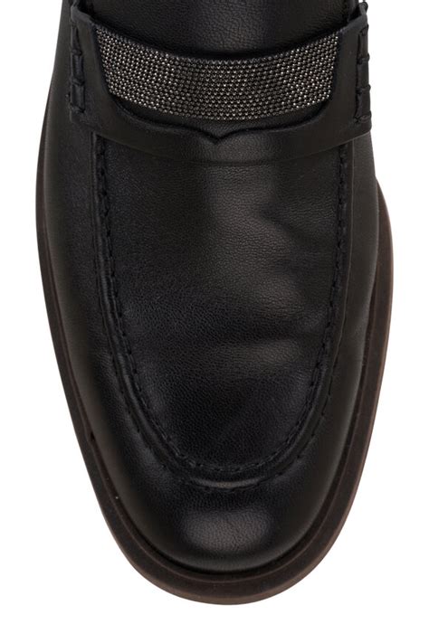 Brunello Cucinelli Black Leather Penny Loafer Mitchell Stores