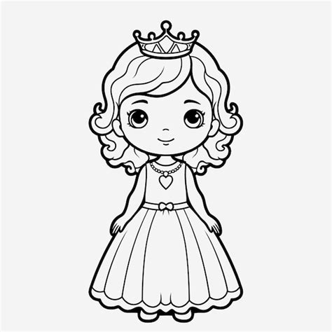 Premium Photo | Black and white princess illustration minimalistic ...