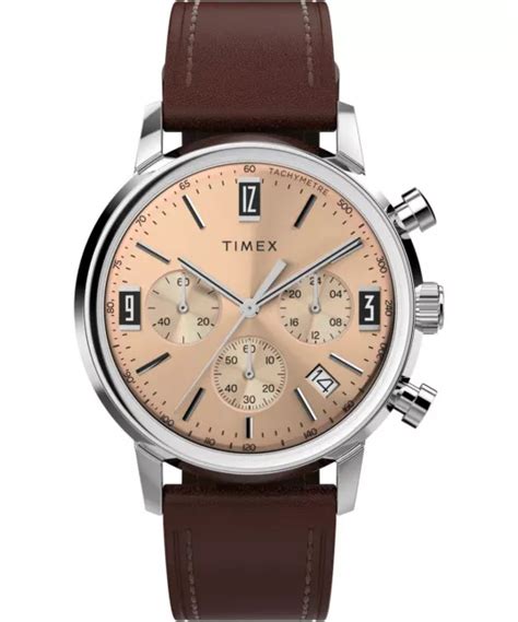 Timex Montre Marron Chronographe Hommes Marlin Chrono Tw W Eur