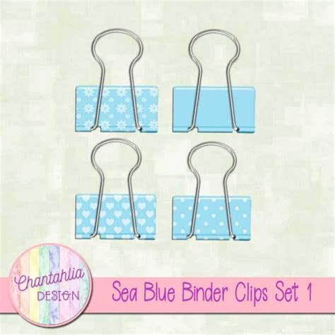 Free Sea Blue Binder Clips Design Elements