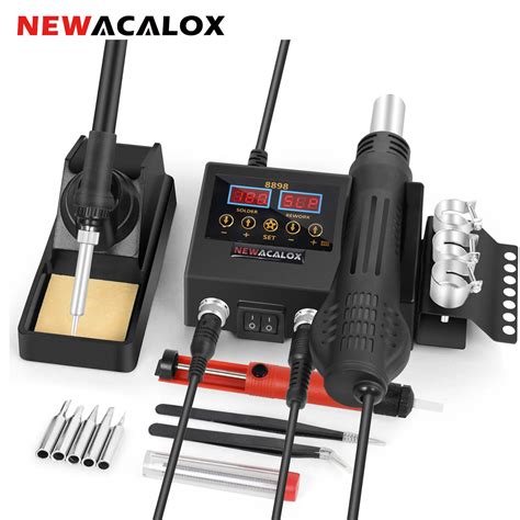 Newacalox Ue Plug 220v 8898 Mini 2 em 1 Estação De Solda 600w Estação