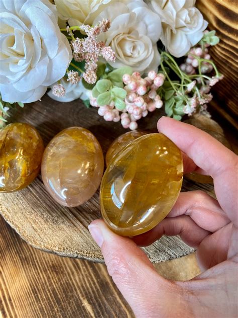 Golden Healer Palm Stone Crystal Palm Stone Shp148 Etsy