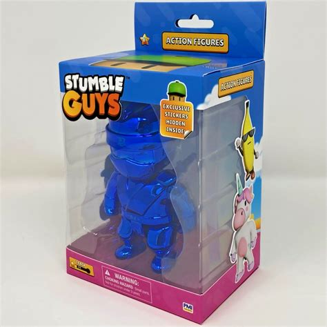 Stumble Guys Dynamitron Action Figure Stickers Blue Metallic