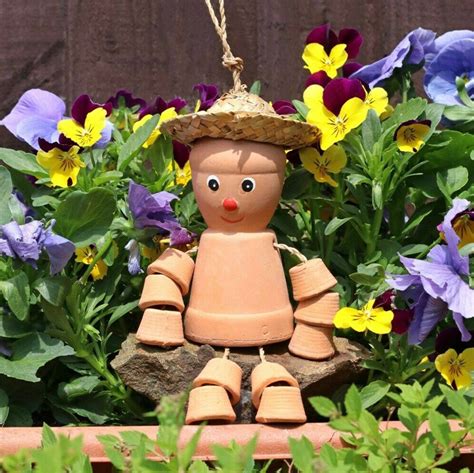 Garden Ornament Terracotta Flower Pot Man Planter Garden Etsy Uk