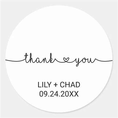 Love Hearts Thank You Wedding Favor Classic Round Sticker Zazzle