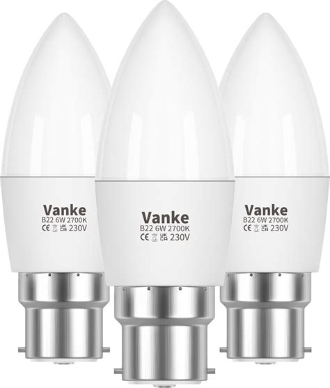 Vanke Bayonet Candle Light Bulb 40w Equivalent B22 LED Bulbs Warm