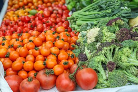 Locally Produced Fresh Organic Fruits And Vegetables Stock Image