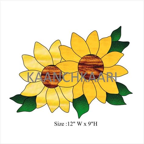 Sunflowers Stained Glass Pattern Suncatcher 12 X 9 Etsy