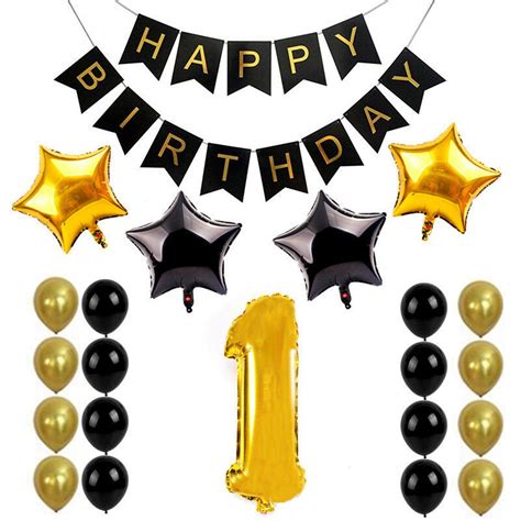 26pcs Black Gold Party Balloon Setsblack Gold Happy Birthday - Etsy