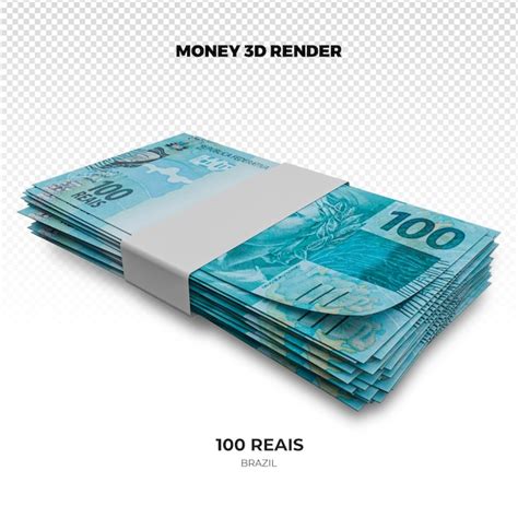 Premium PSD 3d Rendering Of Stacks Of Brazilian Money 100 Reais Banknotes