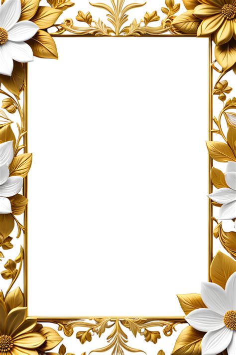 AI generated luxury gold flower frame border png transparent background ...