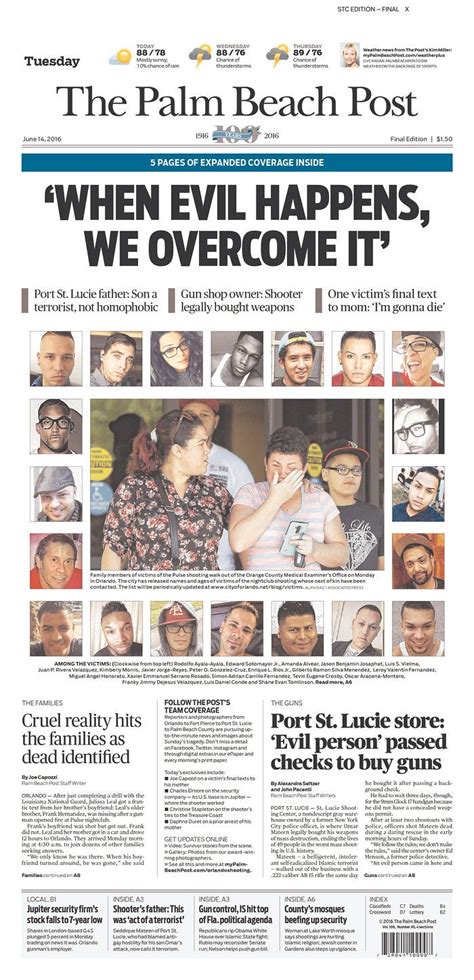 The Reporter Today S Front Pages Newseum Palm Beach Post Newseum