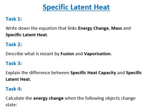 Latent Heat Worksheet Gcse Physics Teaching Resources