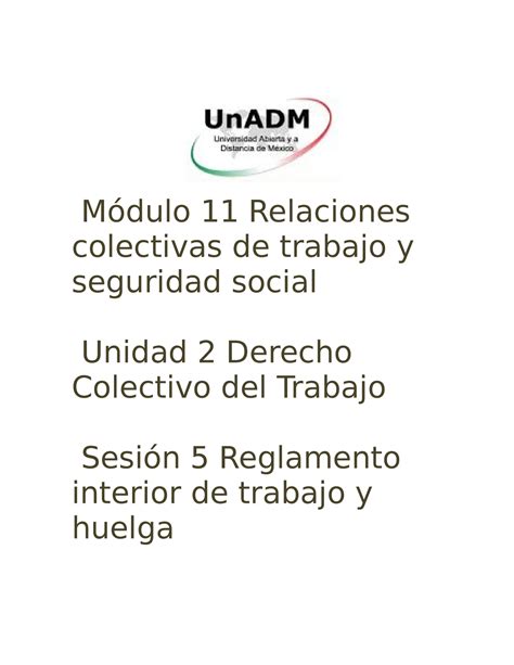 M U S Derecho Unadm M Dulo Relaciones Colectivas De