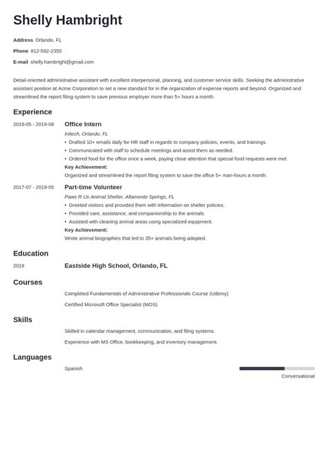 Entry Level Administrative Assistant Resume Sample And Guide