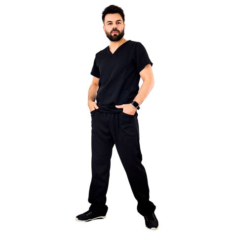 Conjunto Scrub Masculino Preto Pijama Cirúrgico Hospitalar Uniforme