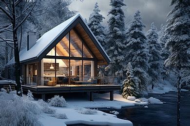 Tranquil Haven Secluded Winter Cabin In Snowy Solitude Background ...