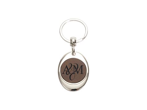 Engraving Blanks Metal Trolley Coin Keyring w/ Engravable Leather ...