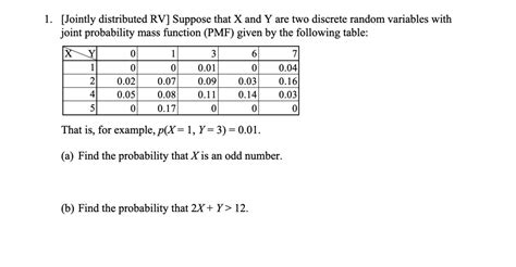 Solved Jointly Distributed Rv Suppose That X And Y Are Two Discrete Random Variables With