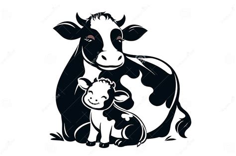 Cow and Calf Silhouette Vector Illustration Eps Stock Illustration ...