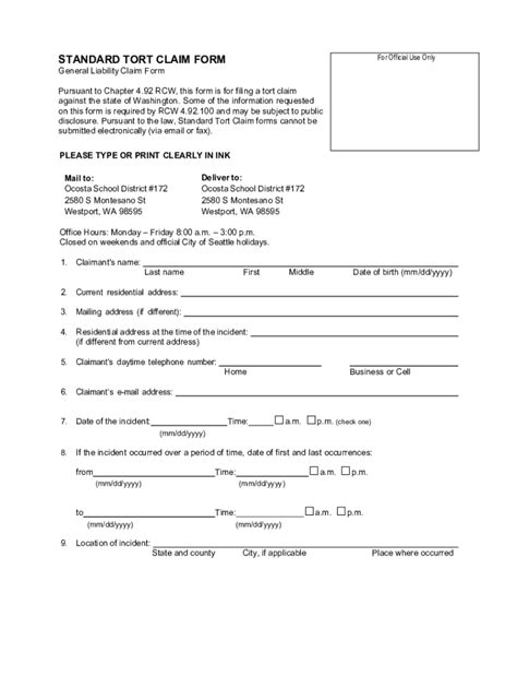 Fillable Online Tort Claim Form Fill Out And Sign Printable Pdf Templatesignnow Fax Email